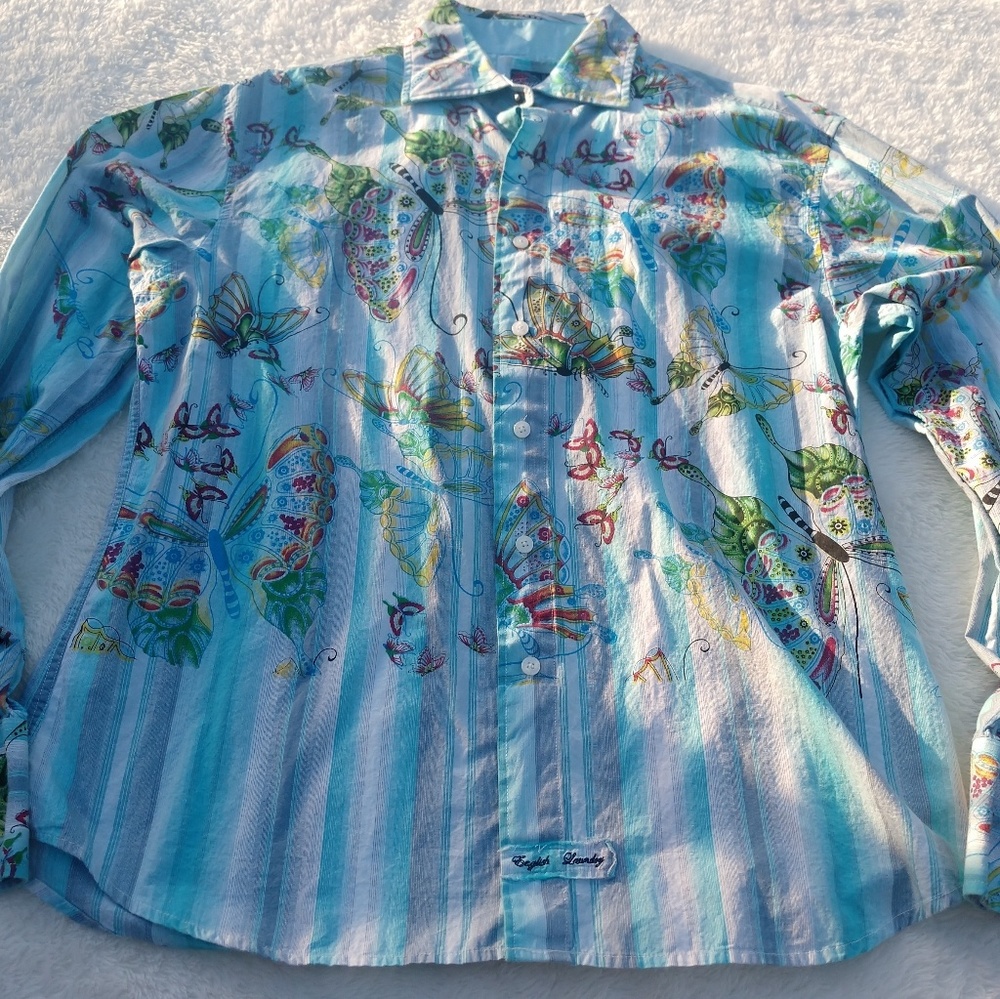 Blue English Laundry button front Blouse Sz Lg
